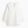H & M - Katoenen jurk met kant - Wit