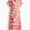H & M - MAMA Jurk met ceintuur - Rood/Dessin
