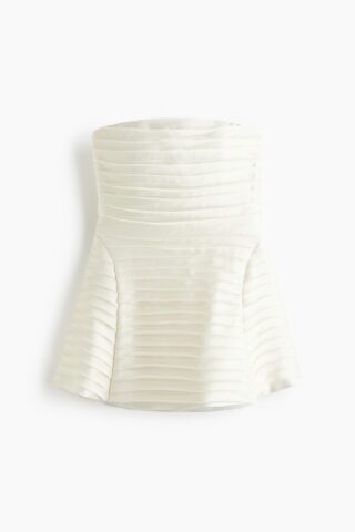 H & M - Bandeaujurk met volantrandjes - Wit