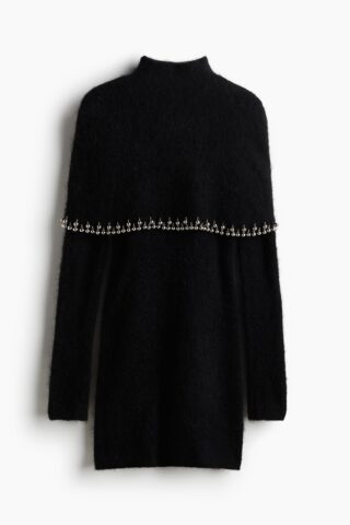 H & M - Jurk van mohairmix met kralen - Zwart