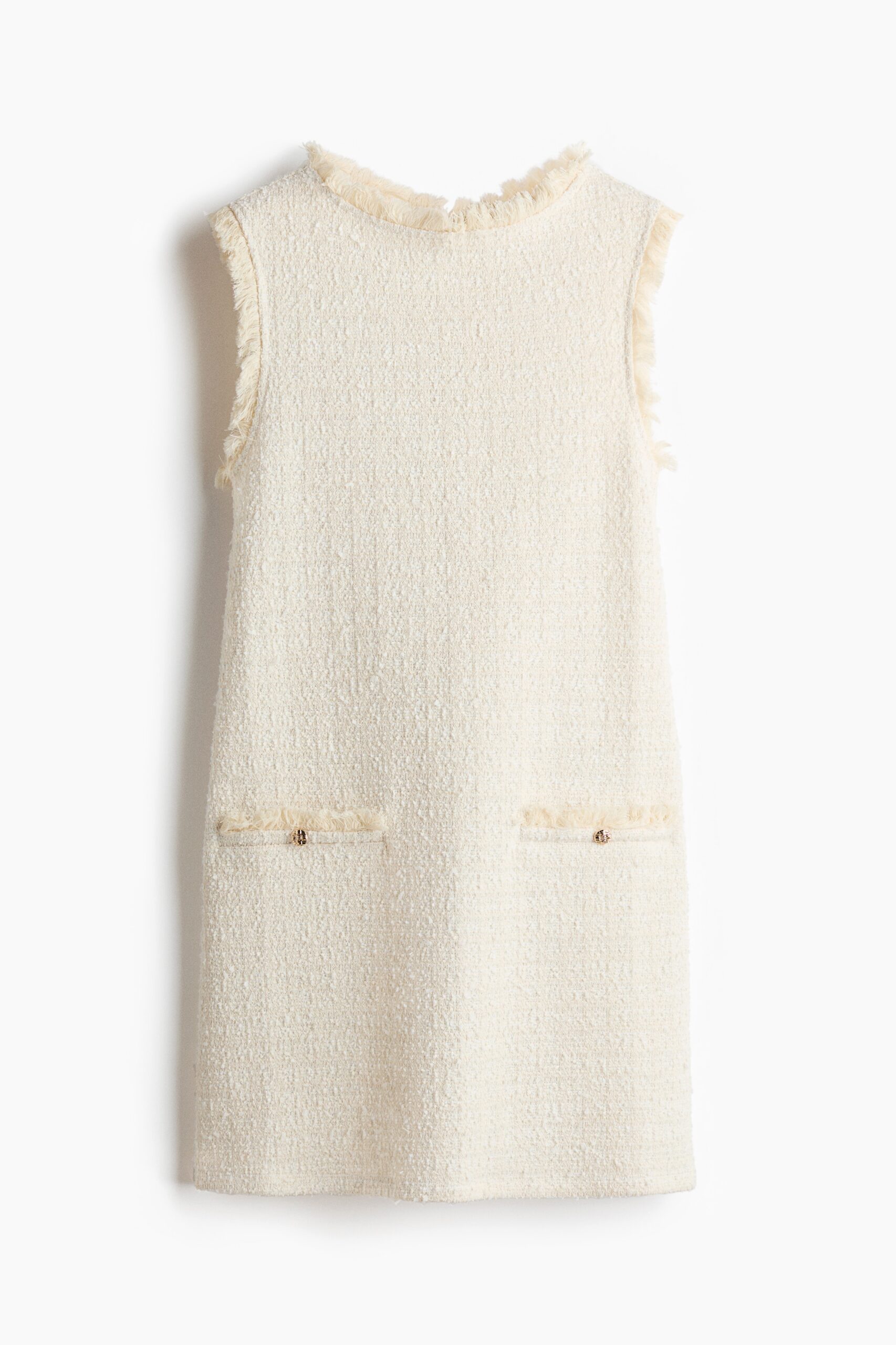 H & M - Gebreide jurk van bouclégaren met franje - Roomwit H & M - Gebreide jurk van bouclégaren met franje - Roomwit