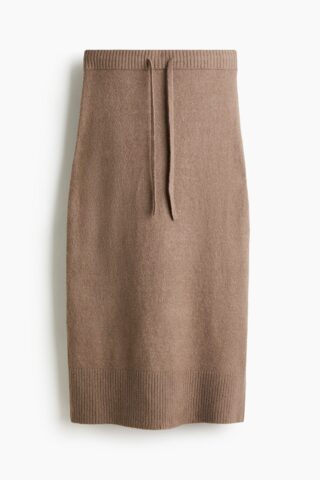H & M - Gebreide rok met drawstring - Donkerbeige