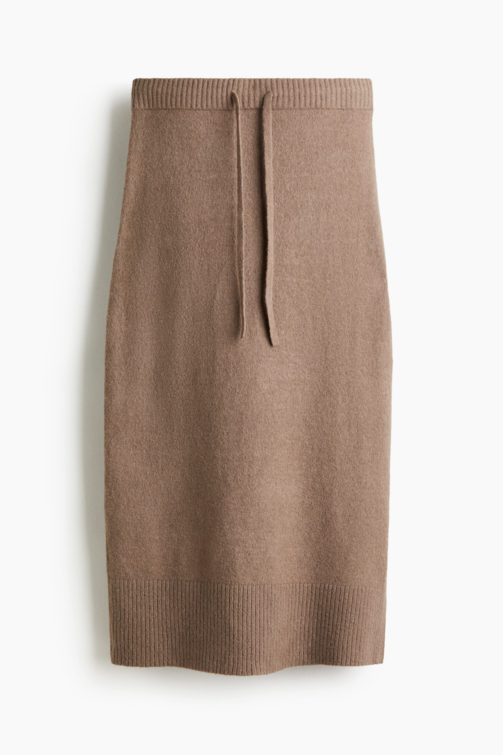H & M - Gebreide rok met drawstring - Donkerbeige
