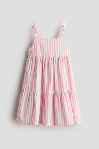 H & M - Katoenen strokenjurk - Roze/Wit Gestreept