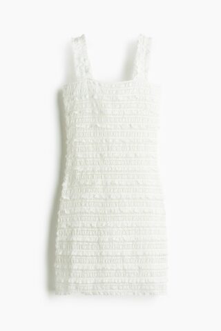 H & M - Jurk met kanten look en volantrandjes - Roomwit