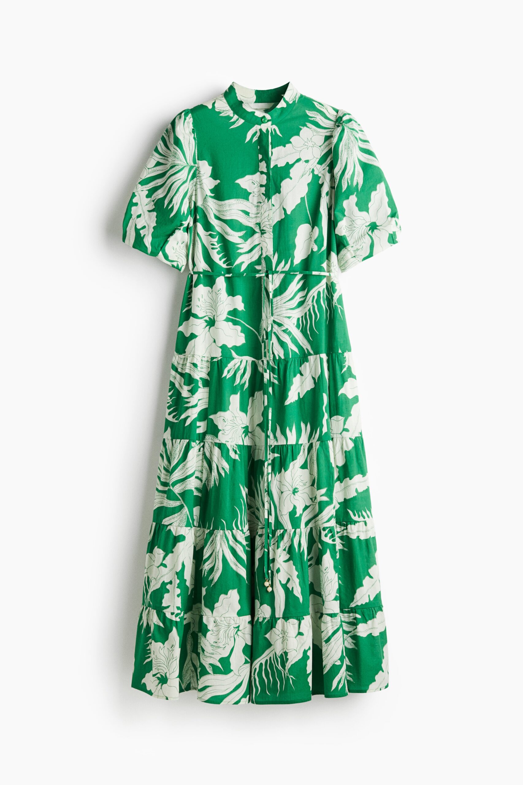 H & M - Lange katoenen jurk - Groen/Bloemen H & M - Lange katoenen jurk - Groen/Bloemen