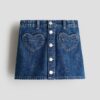 H & M - Denim A-linerok - Denimblauw/Hartjes