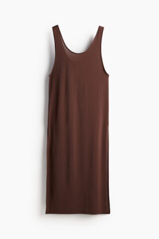 H & M - Strandjurk met diepe hals - Donkerbruin
