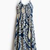 H & M - Jurk van crinkletricot - Blauw/Wit Dessin