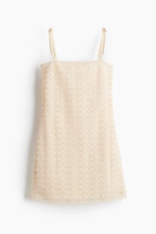 H & M - Mini-jurk met gehaakte look - Roomwit