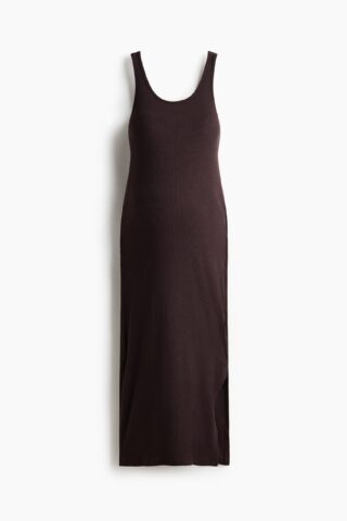 H & M - MAMA Jurk van ribtricot - Donkerbruin