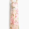 H & M - MAMA Jurk van chiffon met sjaal - Lichtroze/Bloemen