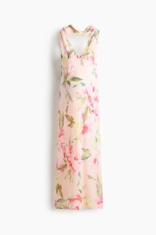 H & M - MAMA Jurk van chiffon met sjaal - Lichtroze/Bloemen