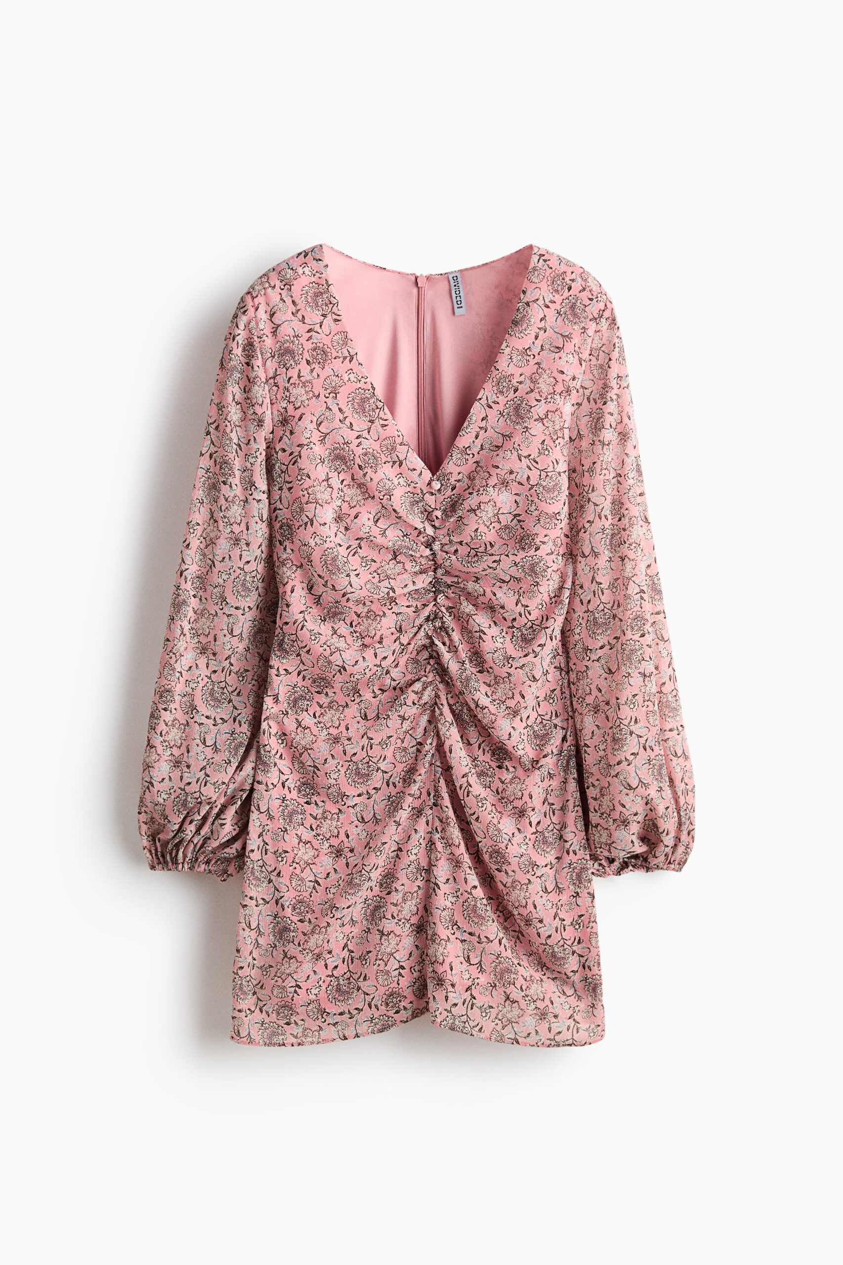 H & M - Crinklejurk met knopen - Roze/Bloemen H & M - Crinklejurk met knopen - Roze/Bloemen