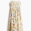H & M - Strappy midi-jurk - Roomwit/Bloemen