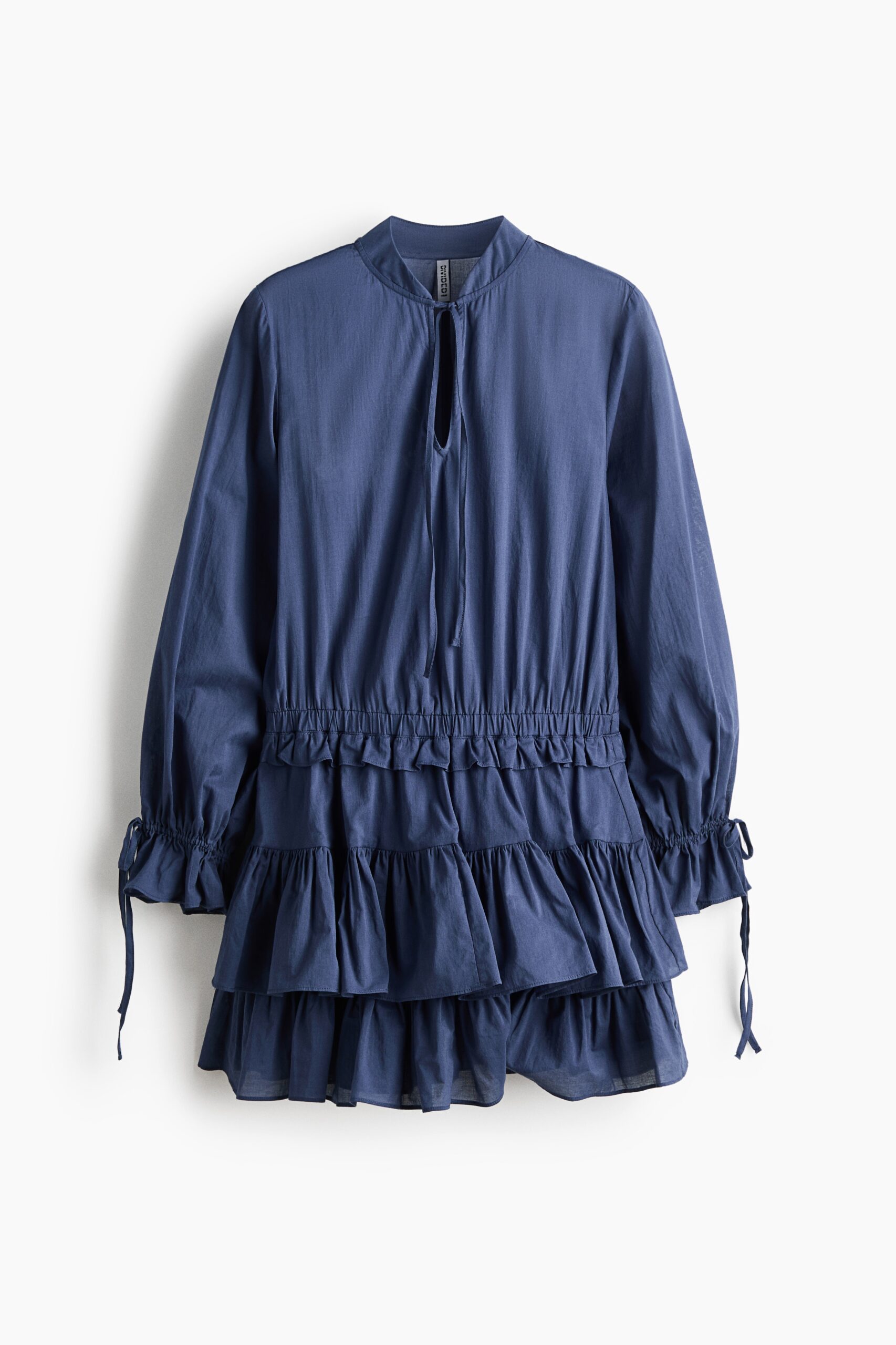 H & M - Katoenen jurk met volants - Donkerblauw