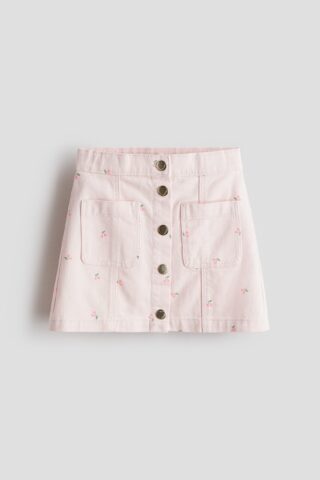 H & M - Rok van katoenen twill - Lichtroze/Kersen