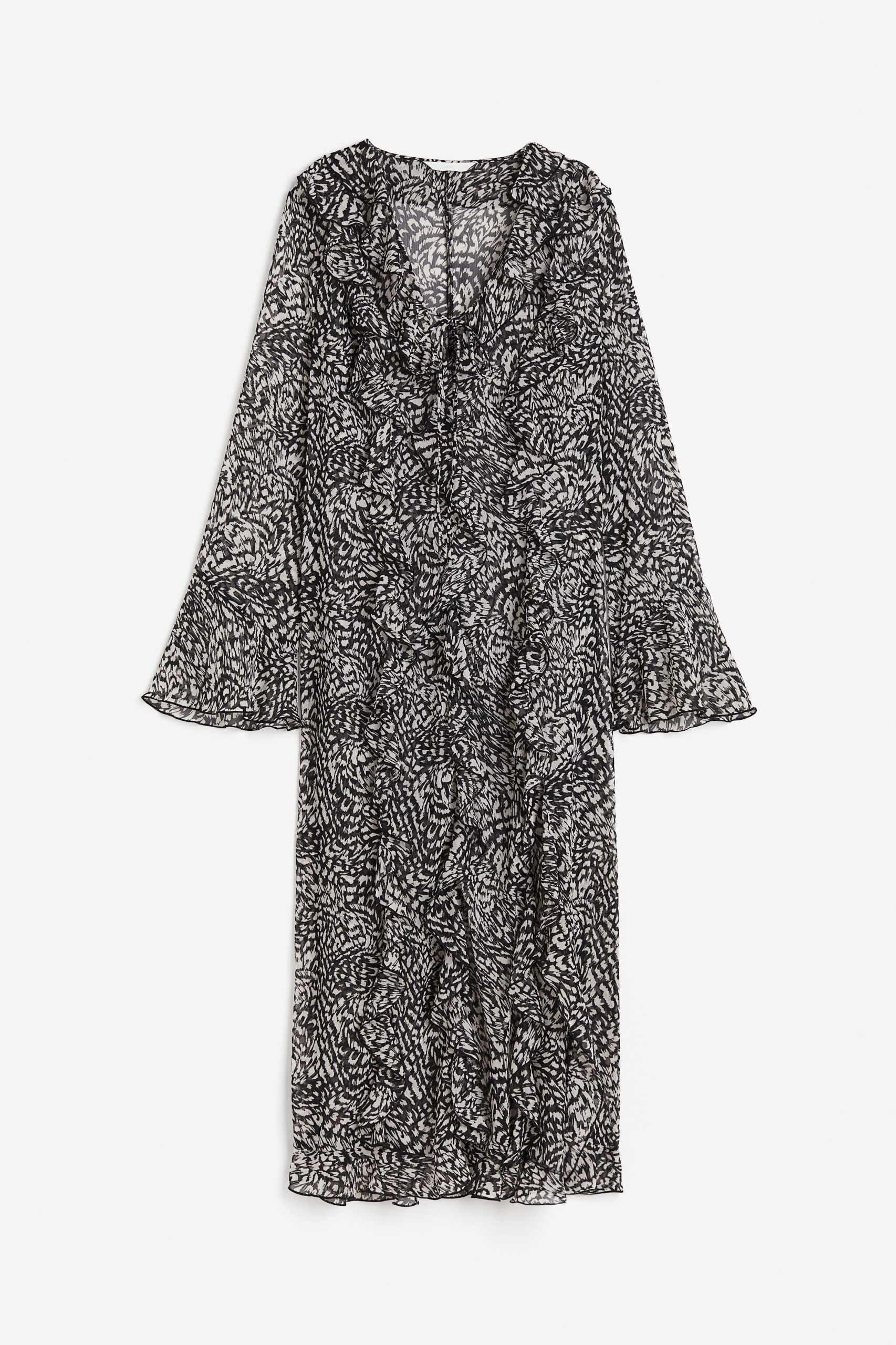 H & M - Jurk met volants - Zwart/Dessin H & M - Jurk met volants - Zwart/Dessin