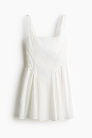 H & M - Open-backjurk van katoenen popeline - Wit