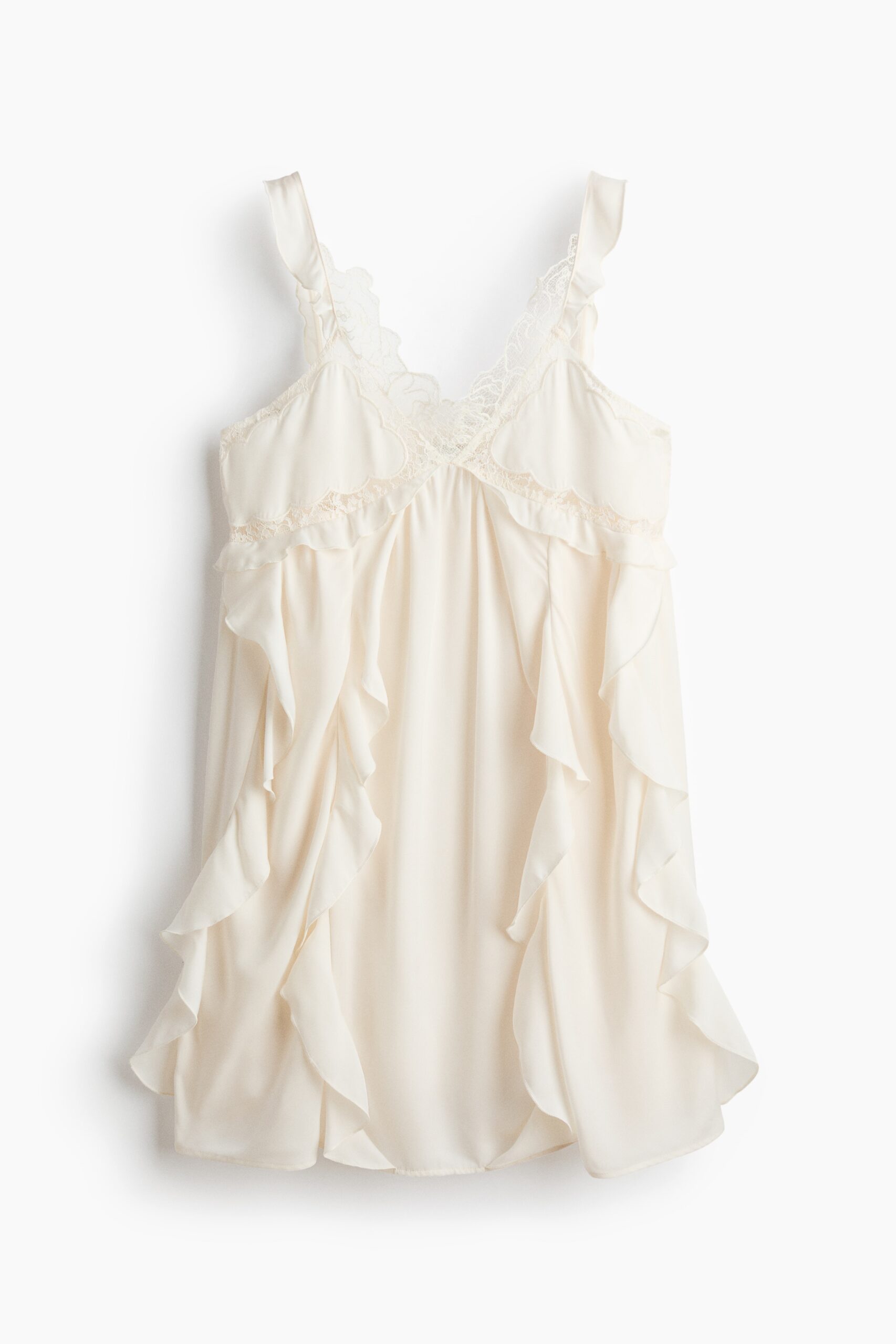 H & M - Volantjurk met kant - Roomwit H & M - Volantjurk met kant - Roomwit