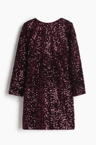 H & M - Mini-jurk met pailletten - Bordeauxrood