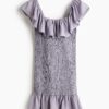 H & M - Off-the-shoulderjurk met volant - Lichtpaars