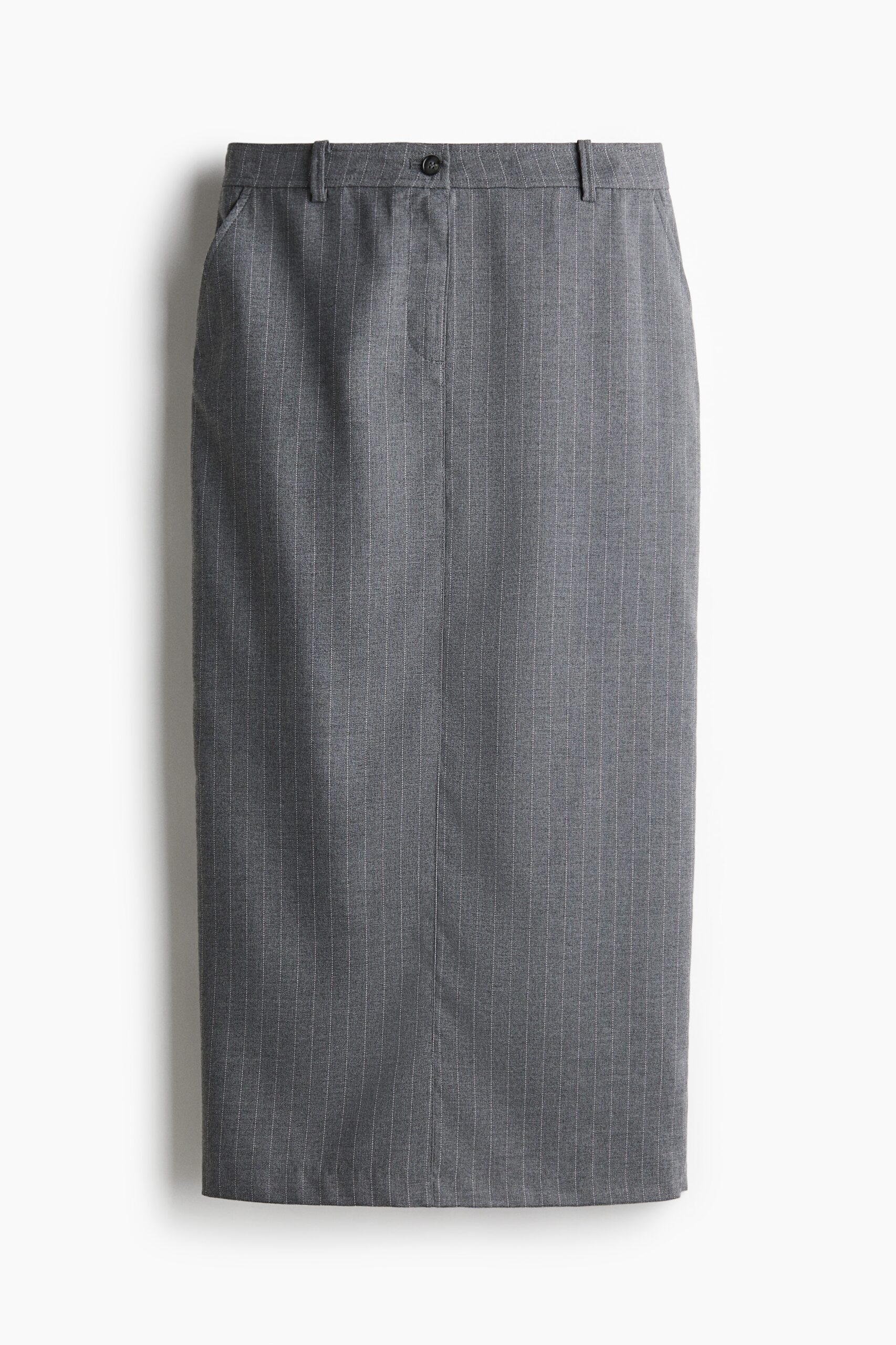 H & M - Twill kokerrok - Donkergrijs/Krijtstrepen