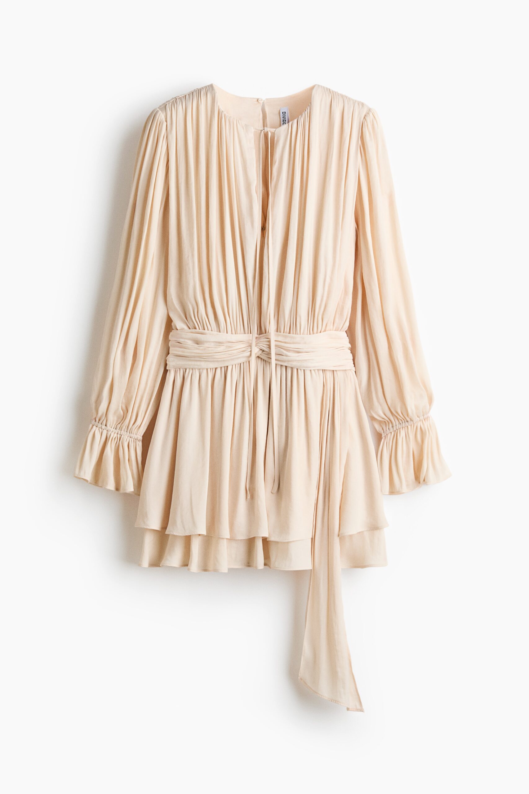 H & M - Gedrapeerde jurk met geknoopt detail - Lichtbeige