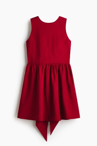 H & M - Jurk met strik - Donkerrood