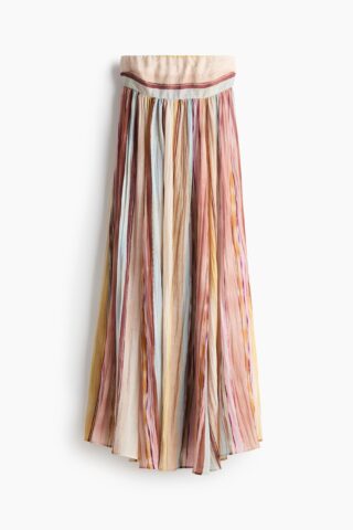 H & M - Lange bandeaujurk - Lichtbeige/Gestreept