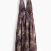 H & M - Ingerimpelde halterjurk - Donkerpaars/Paisleydessin