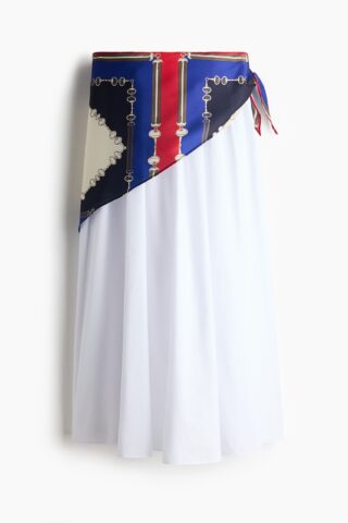 H & M - A-linerok met heupsjaal - Wit/Rood