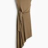 H & M - Asymmetrische jurk met strikdetail - Kakigroen
