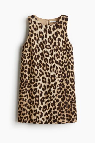 H & M - Shift-jurk - Lichtbeige/Luipaarddessin