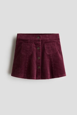 H & M - Corduroy A-linerok - Donkerrood