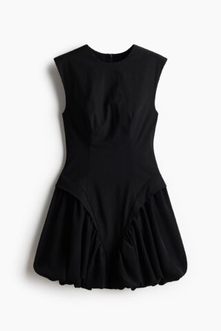 H & M - Twill jurk met ballonzoom - Zwart