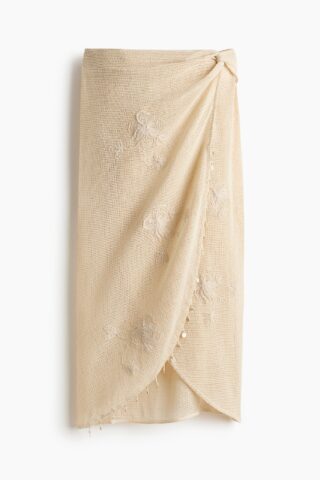 H & M - Embroidered cotton beach skirt - Lichtbeige