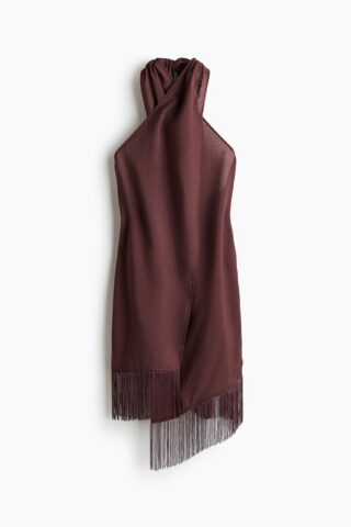 H & M - Strandjurk met franje - Donkerbruin