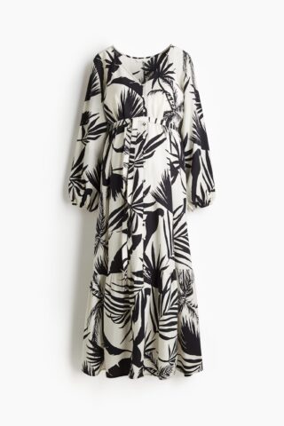 H & M - MAMA Before & After Jurk met strikceintuur - Wit/Dessin