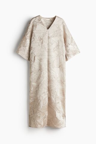 H & M - Kaftanjurk van crinklesatijn - Lichttaupe