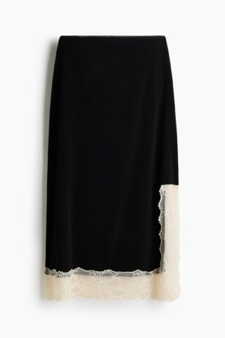 H & M - Rok met kant - Zwart/Roomwit