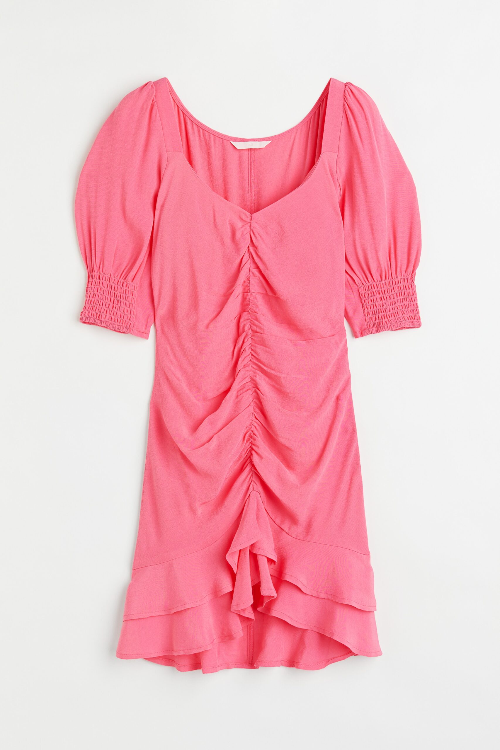 H & M - Jurk met pofmouwen - Roze