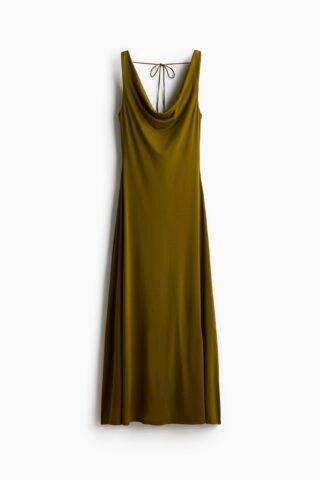 H & M - Gedrapeerde tricot jurk - Olijfgroen