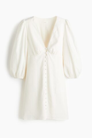 H & M - Jurk van linnenmix - Wit