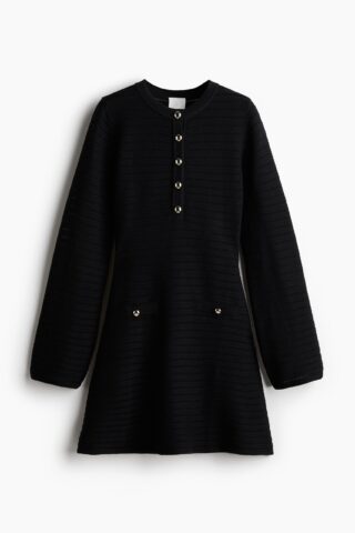H & M - Ajourgebreide jurk - Zwart