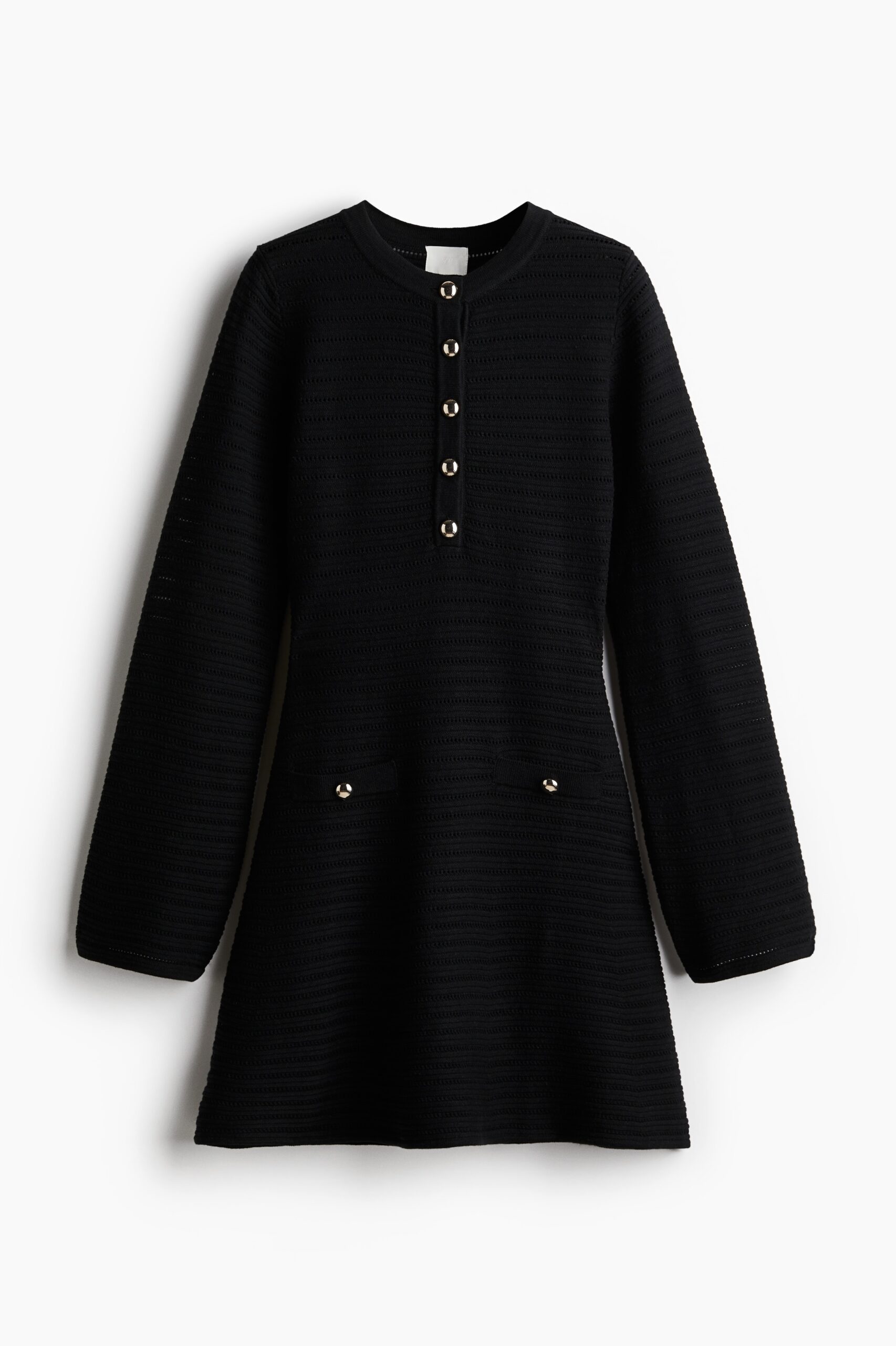 H & M - Ajourgebreide jurk - Zwart