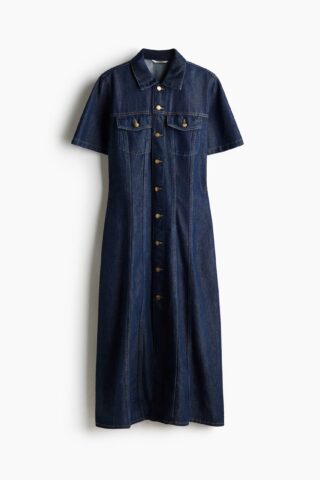 H & M - Denim overhemdjurk - Donker Denimblauw