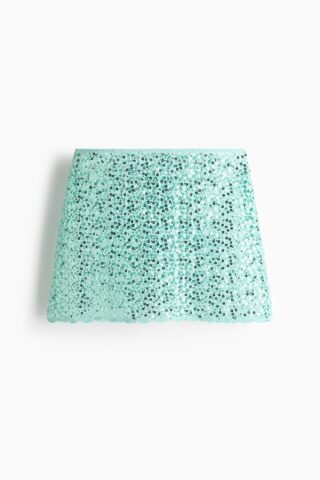 H & M - Strandrok met pailletten en gehaakte look - Lichtturkoois