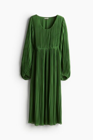 H & M - Plisséjurk van chiffon - Groen