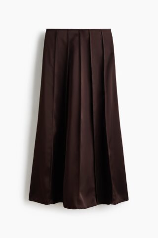 H & M - Satijnen A-linerok - Donkerbruin